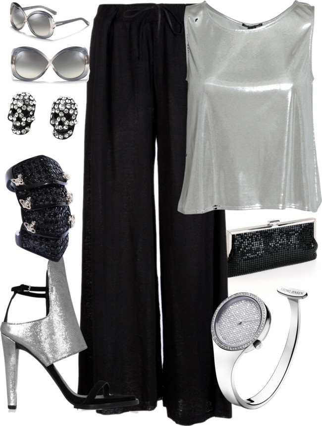 silver grey palazzo pants