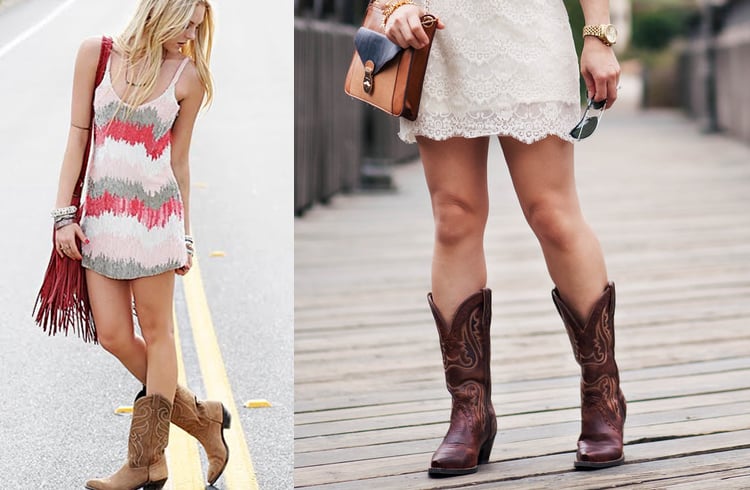 summer dress and cowboy boots
