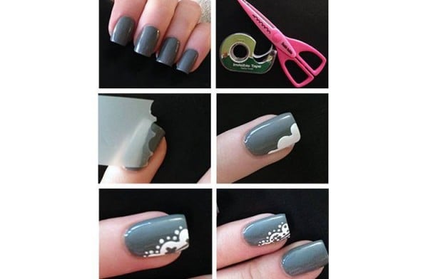 Nail Art Designs You Can Do Only Using A Scotch Tape