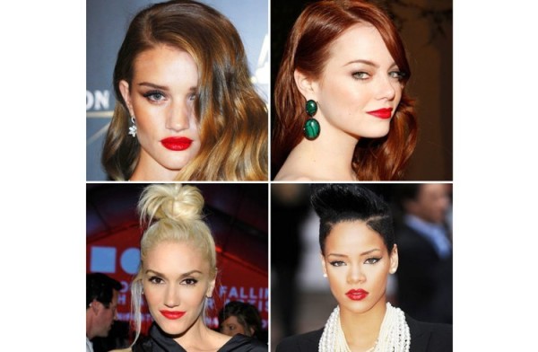 different shades of red lipstick