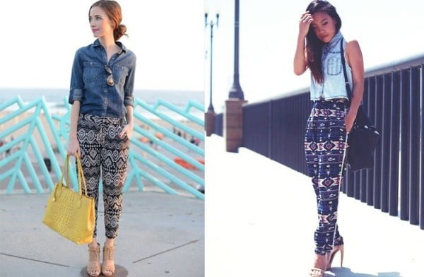 patterned linen pants