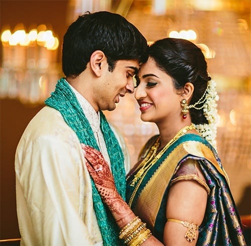 Indian-wedding-portrait-bride-groom-pose | Photo 2991