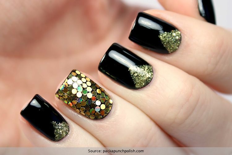 Sensational And Sumptuous Gold And Black Nail Art Designs