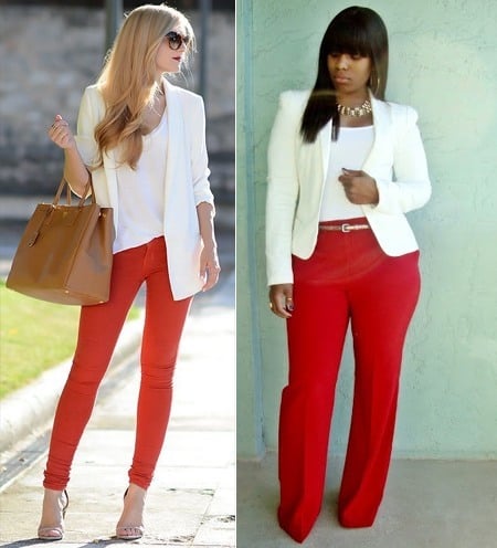 Beige Button Down Blouse with Red Pants Outfits (3 ideas & outfits) |  Lookastic