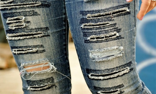 easy way to distress jeans