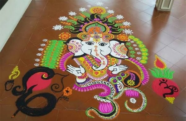 Latest Ganesh Rangoli Designs, Ideas And Pictures For 2021