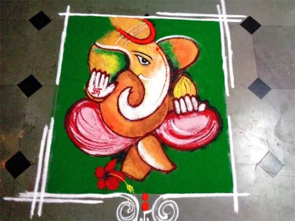 Latest Ganesh Rangoli Designs, Ideas And Pictures For 2021