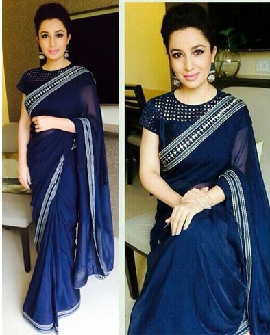 Wearing High Neck Blouse Designs With Gorgeous Sarees Show Right Here