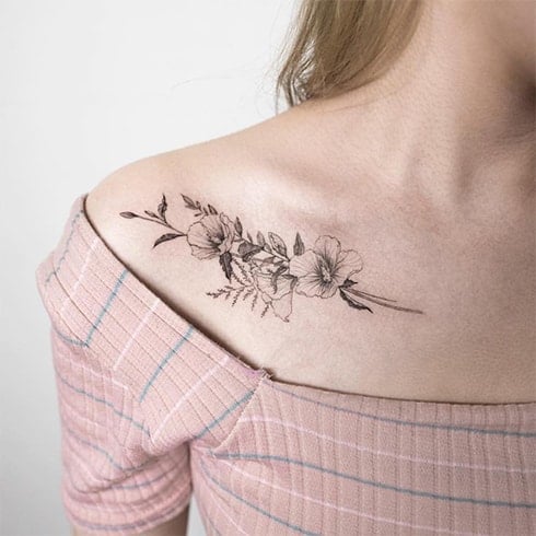 Tattoo uploaded by SION  Plum blossoms on the collarbone tattoo  norigaetattoo fantattoo peonytattoo colortattoo flowertattoo  tattooistsion  Tattoodo