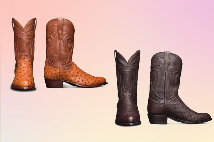 Clean Ostrich Leather Cowboy Boots